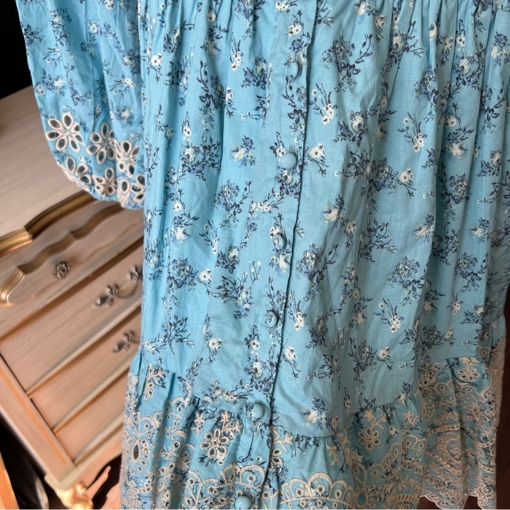 Anthropologie / A Collective Story Embroidered Balloon Sleeve Eyelet Dress XS - Picture 6 of 14